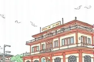 俯视视角下交错折叠的城市楼群剪影